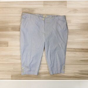 Talbots Blue & White Striped Seersucker Capris